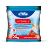 Ração nutriballs 20 gramas, cartela com 10 unidades.