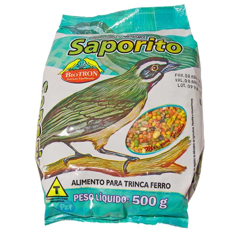 Alimento para pássaros saporito mix 500 gramas.