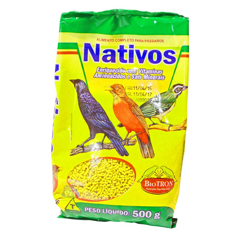 Alimento para pássaros nativos 500 gramas.