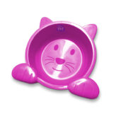 comedouro plástico cat face rosa